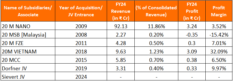 20 Microns Ltd Company Structure - Subsidiaries & Joint Ventures 2